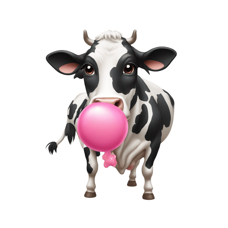 genmoji: Cow blowing gum