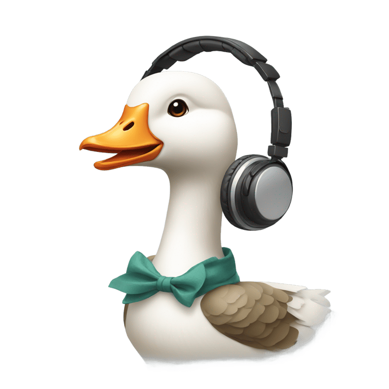 genmoji: a goose wearing headphones