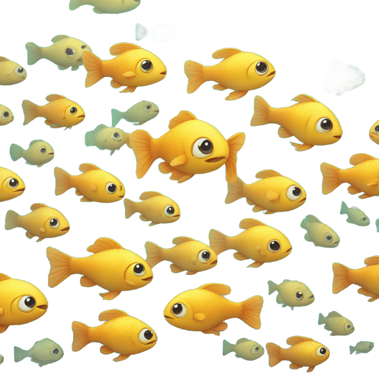 genmoji: A group of cute baby fish in the sea