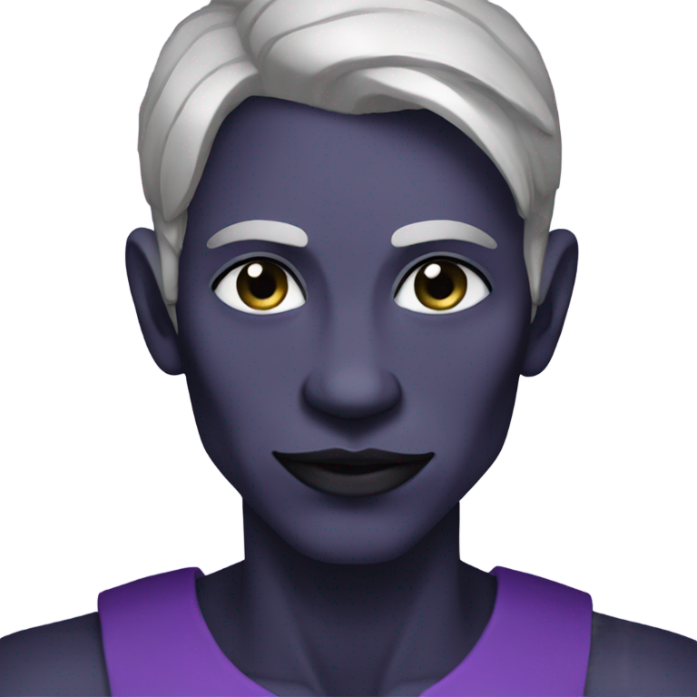 genmoji: effeminate male drow wearing makeup, skirt and crop top. purple skin.