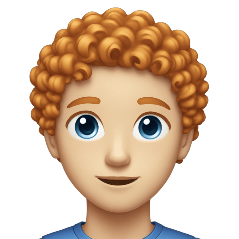 genmoji: 18 years old, ginger curly short hair, blue eyes, studies physics