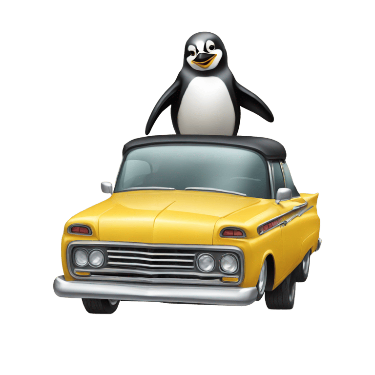 genmoji: penguins in a lowrider