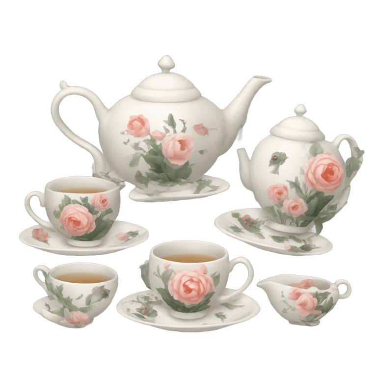 genmoji: Haunted floral tea set