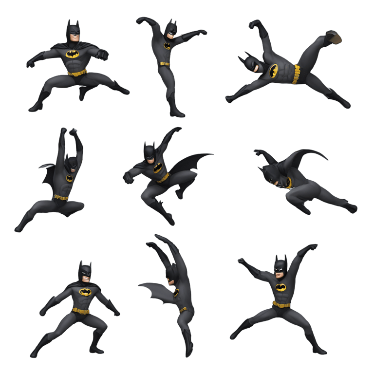 genmoji: batman doing a cartwheel