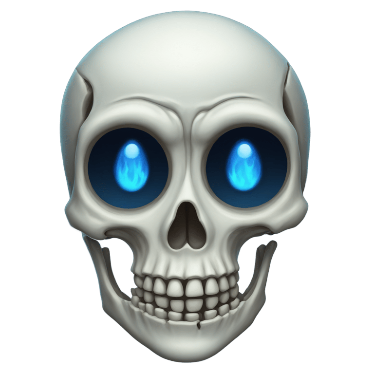 genmoji : skeleton, blue flame, right eye only