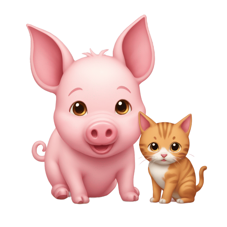 genmoji: piglet and cat