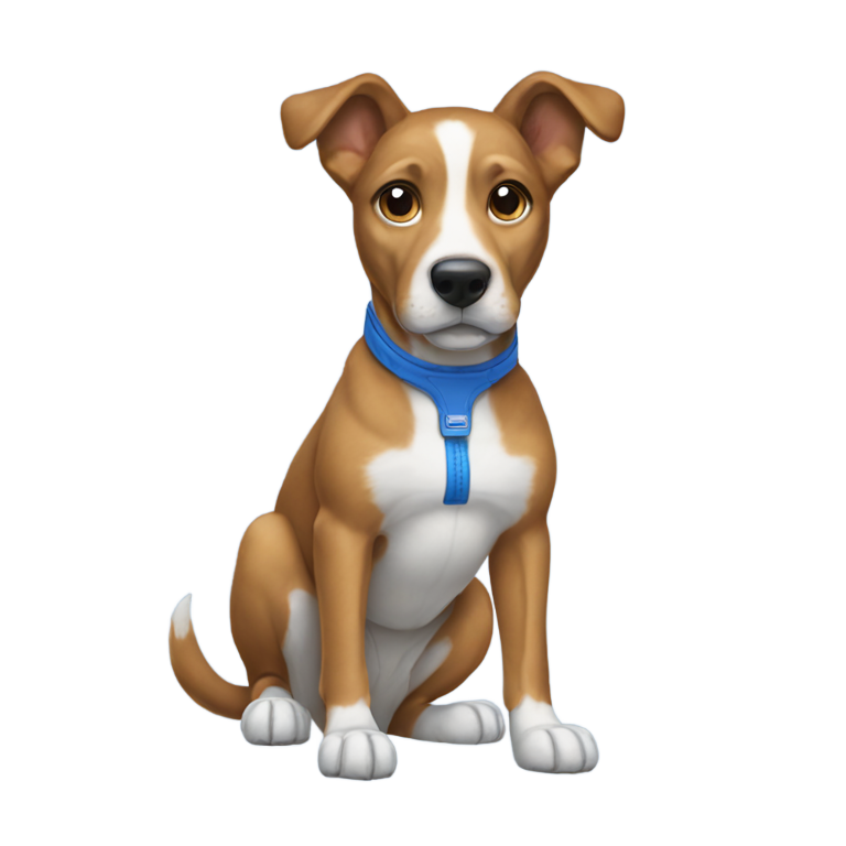 genmoji: dog with blue nike shoes