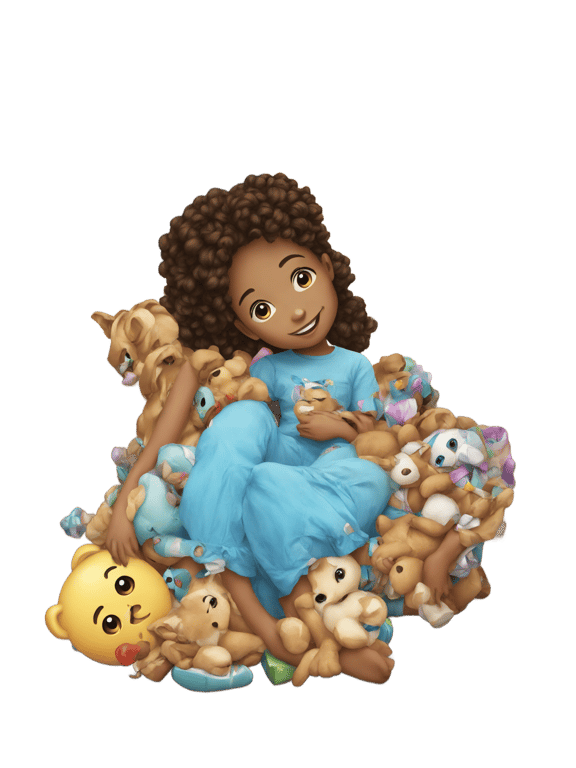 genmoji: A girl holding her toys