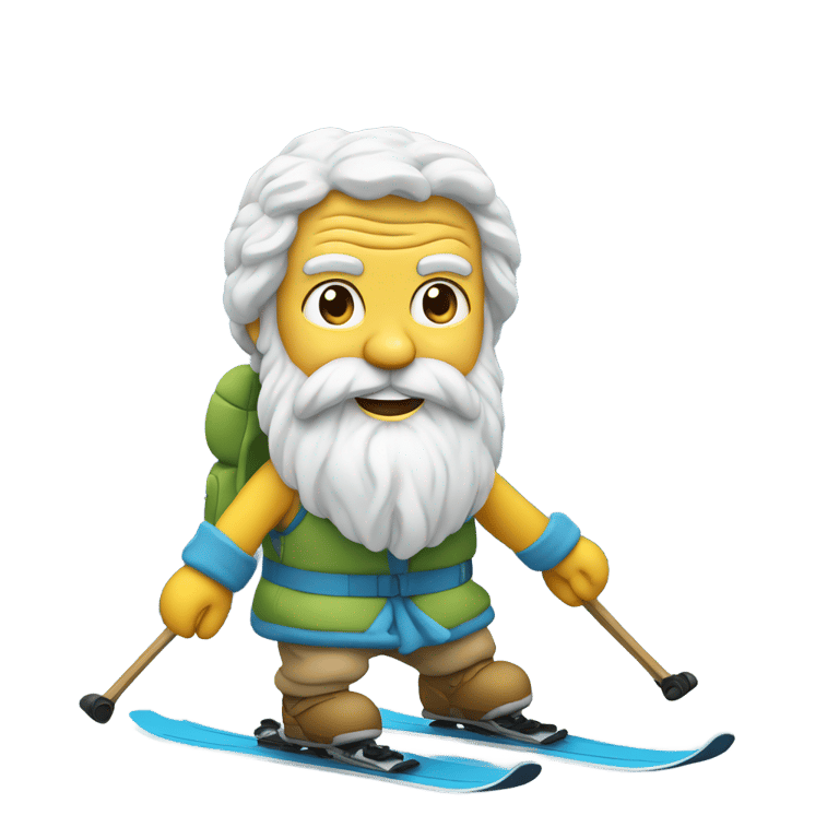 genmoji : Socrate sur des skis de montagne