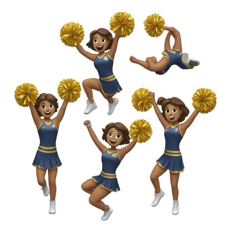 genmoji: A cheer stunt with two bases lifting up a flyer by their feet