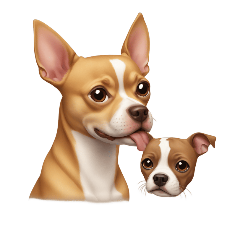 genmoji: Chihuahua and brown pitbull