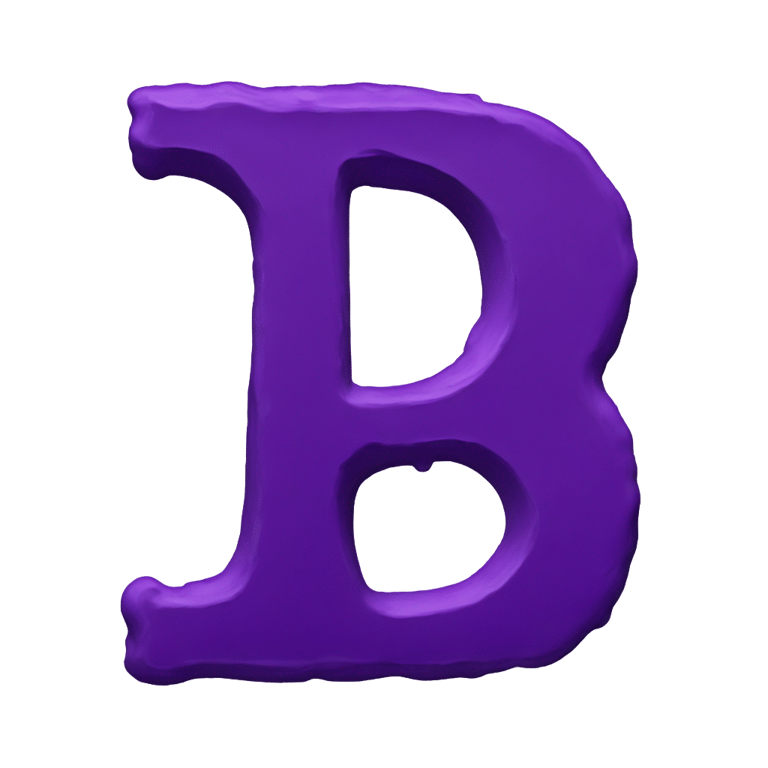 genmoji: Letter d made out of deep purple paint