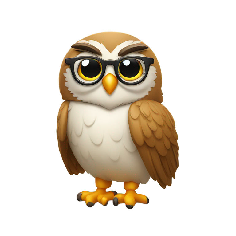 genmoji: Smiley face owl with glasses giving a thumbs up sign