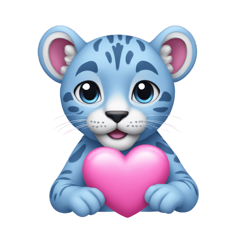 genmoji: A blue cougar holding a pink heart