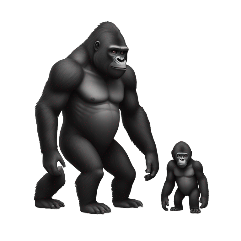 genmoji: big mok and baby mok gorilla's