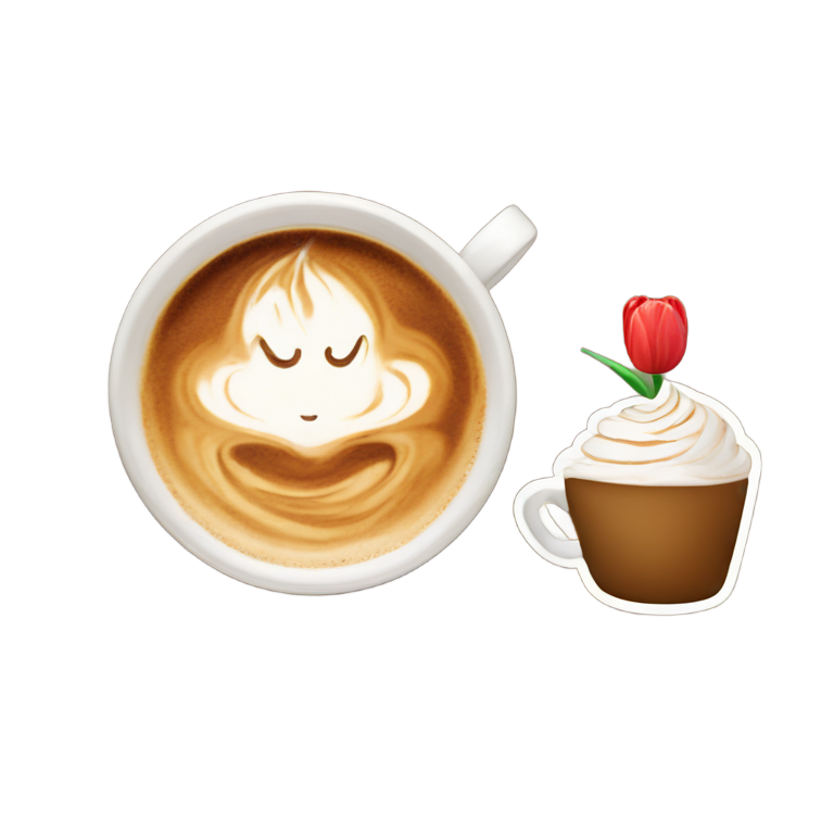 絵文字：カプチーノとチューリップ