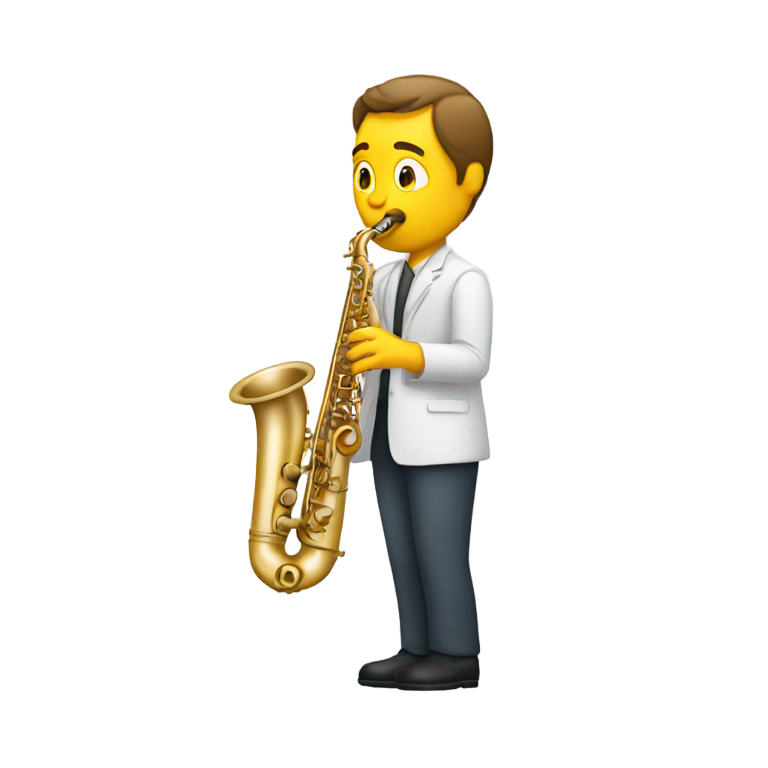 genmoji: white man plays saxophone