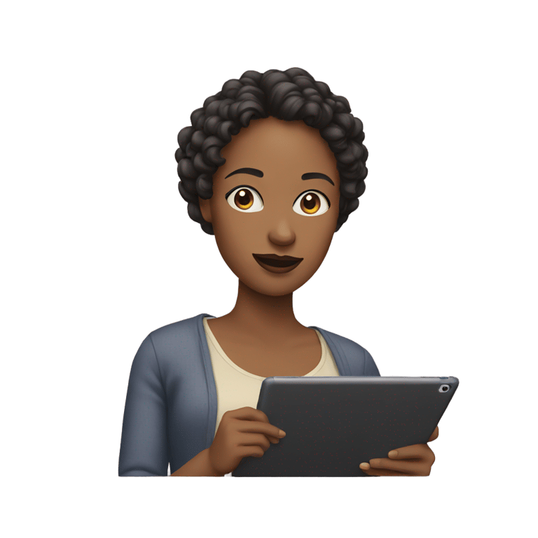 genmoji: A women with an ipad