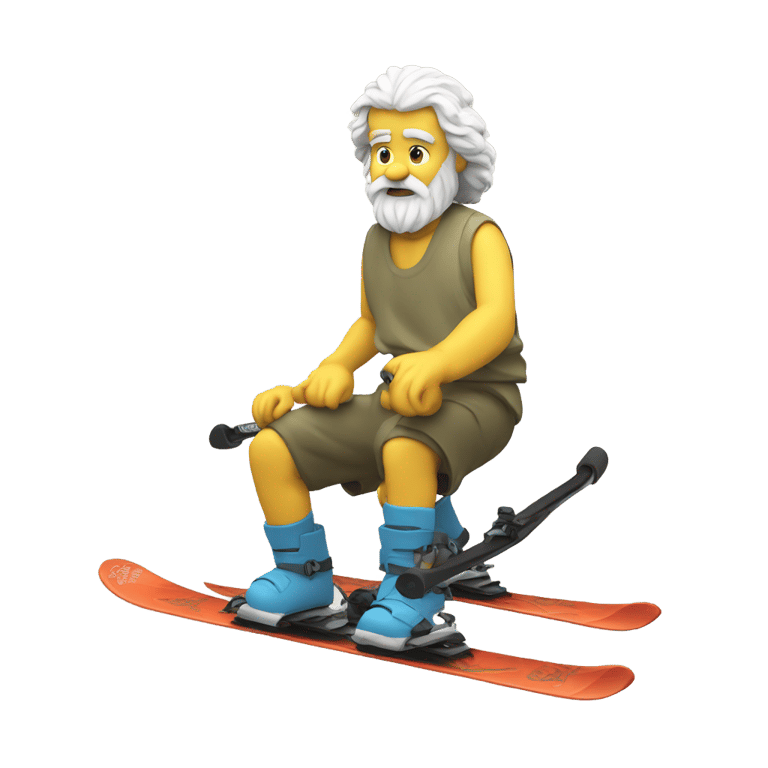 genmoji : socrates on mounrain skis