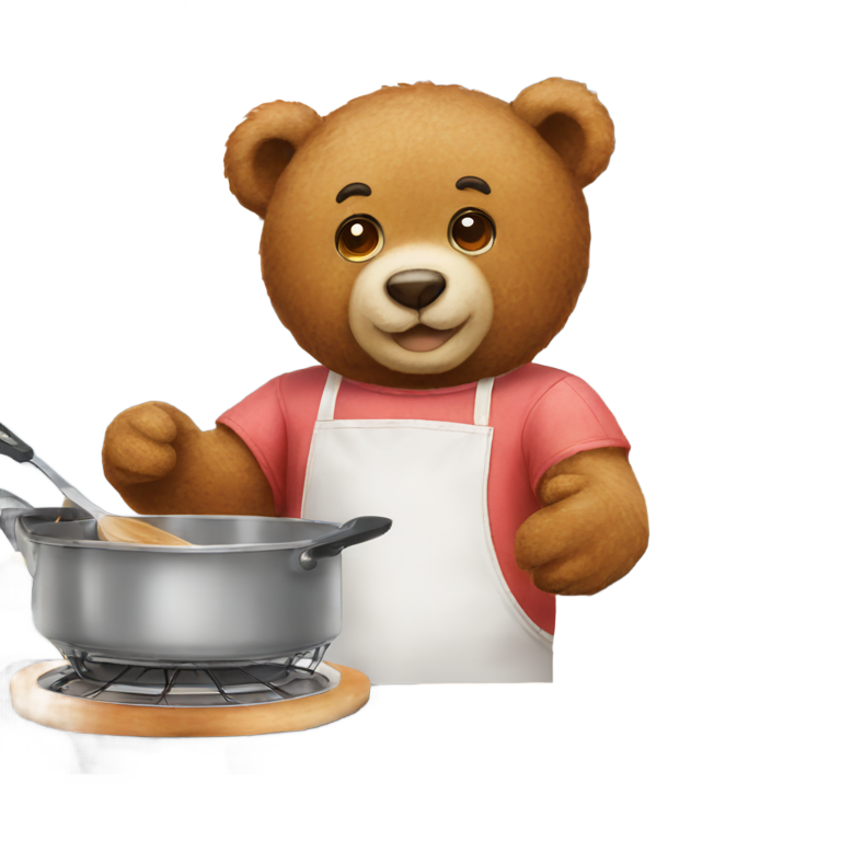 genmoji : un ours en peluche 🧸 qui cuisine