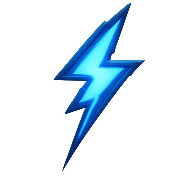 genmoji : A glowing blue lightning bolt symbol. The bolt is sharp and angular, with a bright, fiery blue outline that gives it a luminous and energetic appearance.