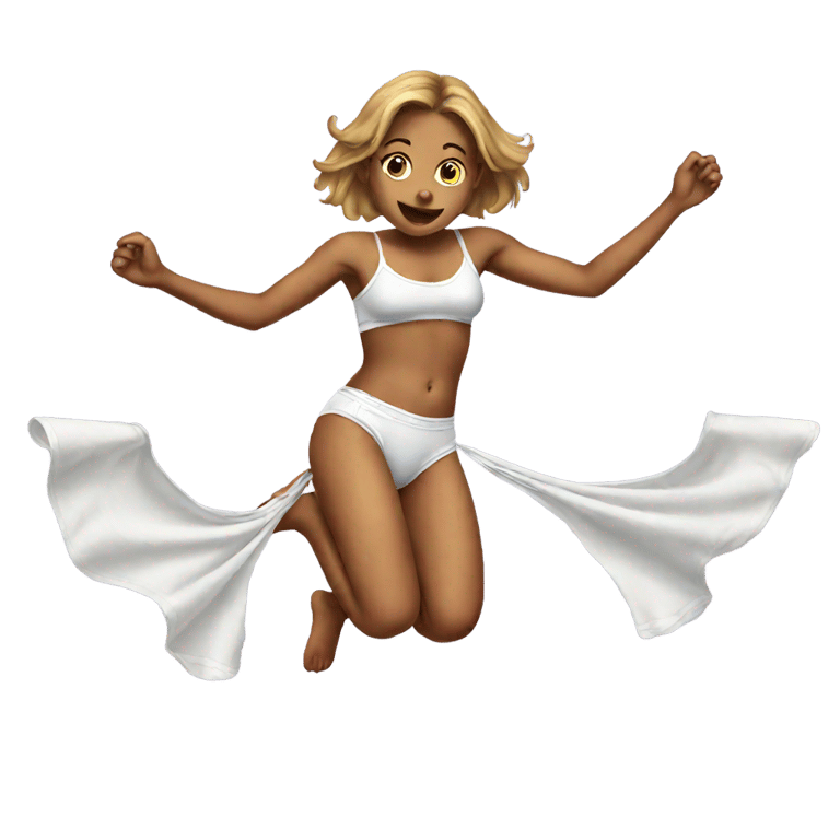 genmoji: girl in doggy position in panties fly in the sky