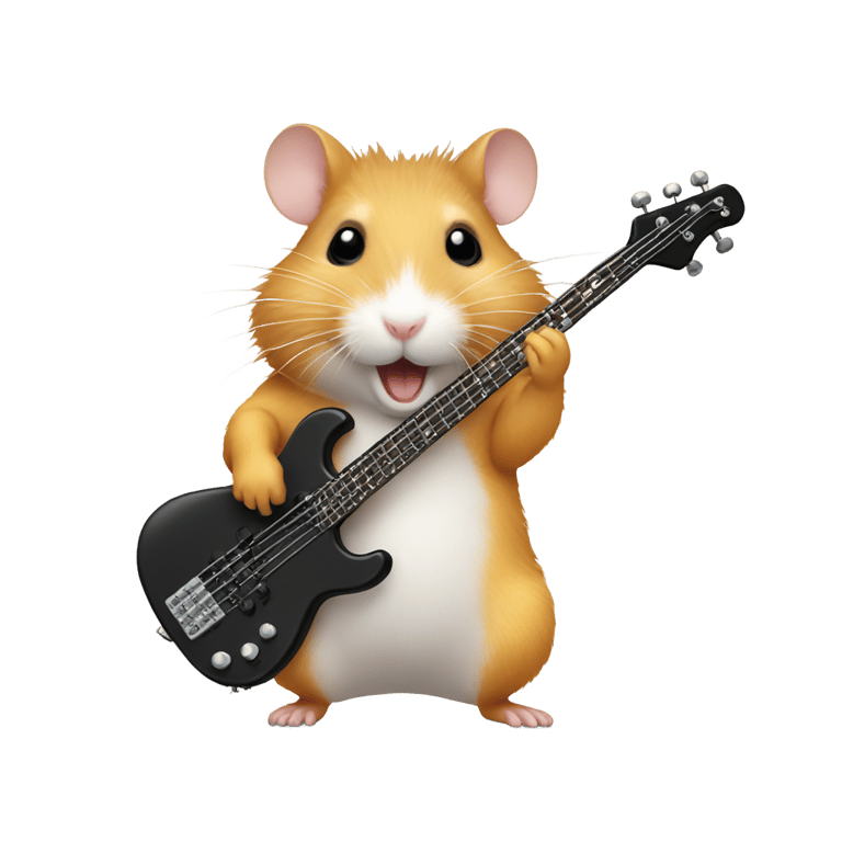 genmoji: Hamster playing electric bass