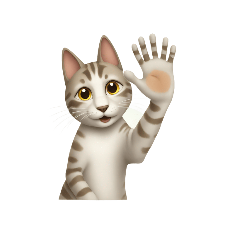 genmoji: cat is giving high five