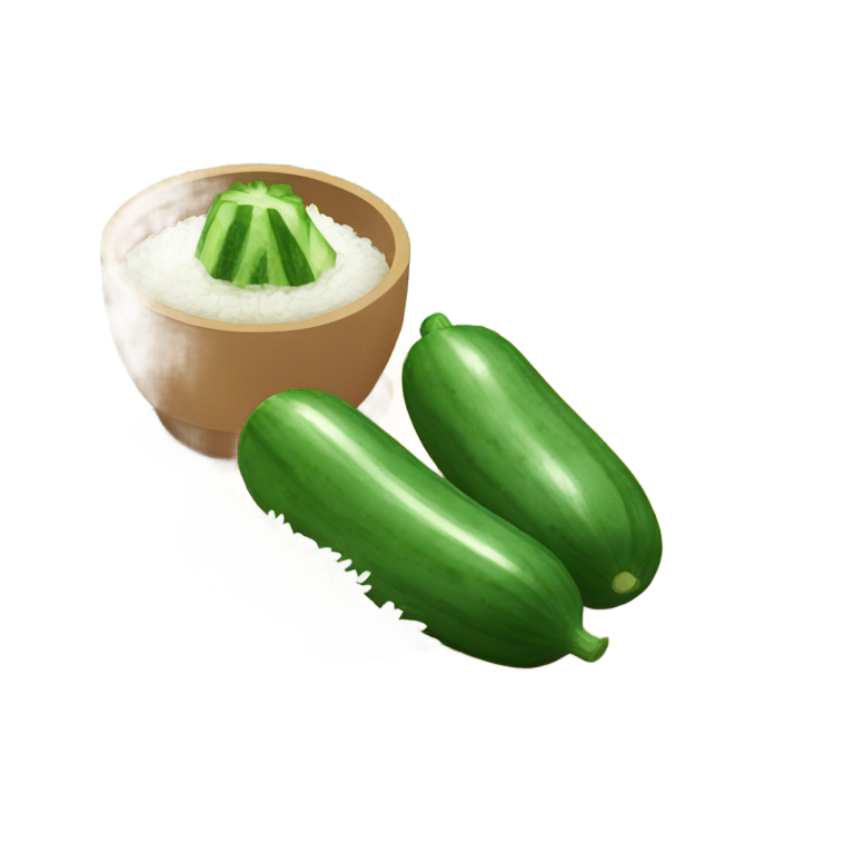 genmoji：切片黄瓜旁边的迷你饭碗