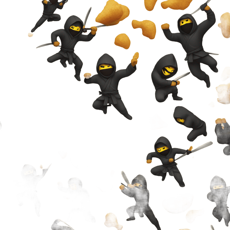 genmoji: Ninjas fighting for chicken curry