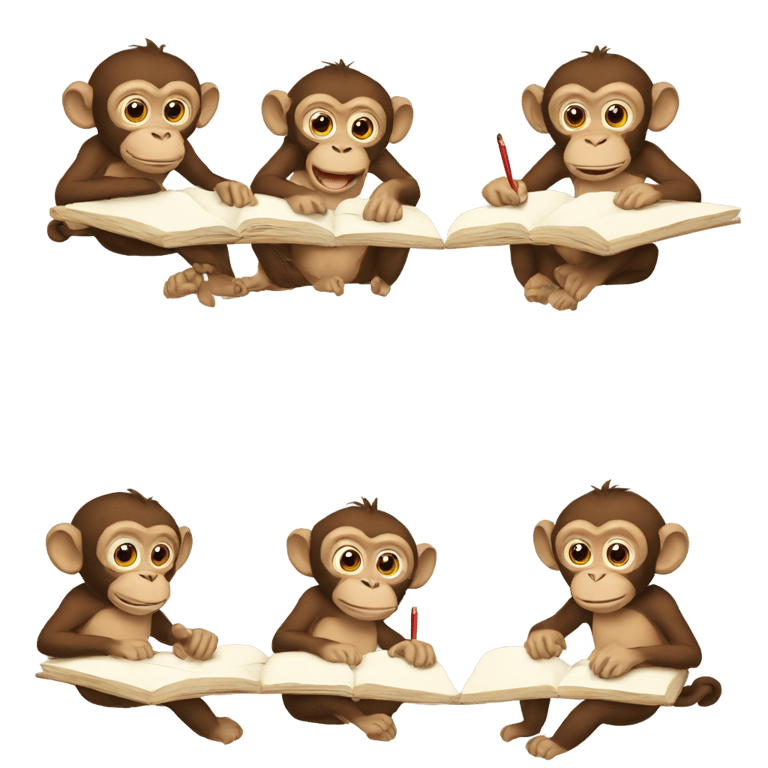 genmoji: 2 monkeys writing