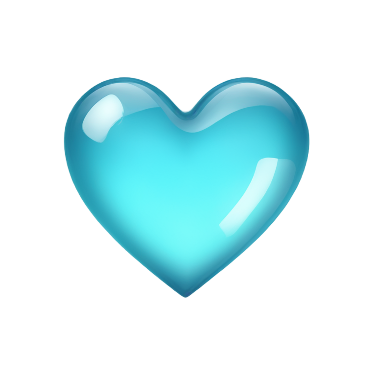genmoji: light blue heart made of glass