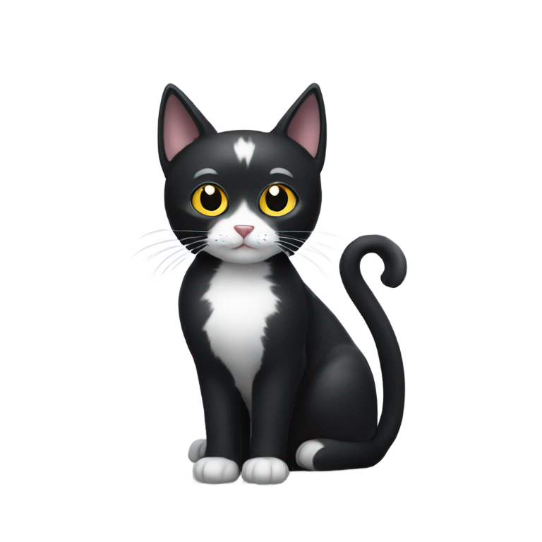 genmoji：一只带有白点的黑猫