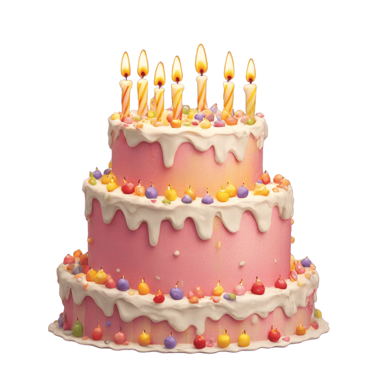 genmoji: Birthday cake with lots of candles