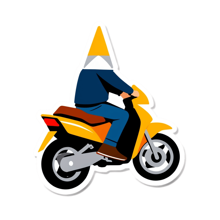 genmoji: un cono de trafico conduciendo una moto