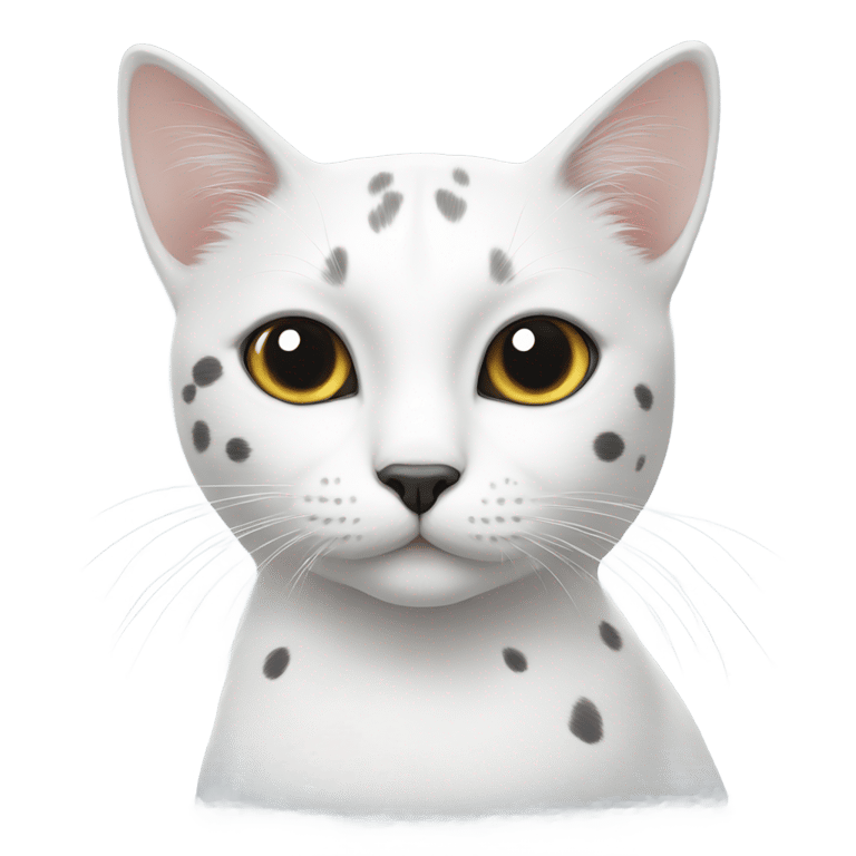 絵文字：white cat with black spots on head