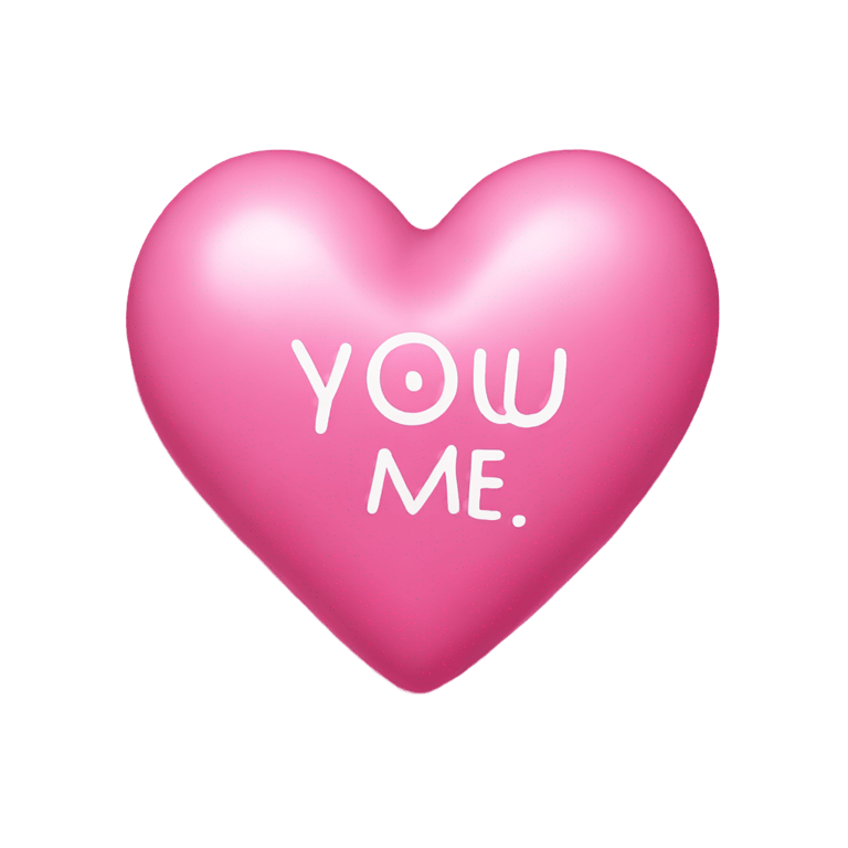 絵文字：A pink candy heart written YOU + ME