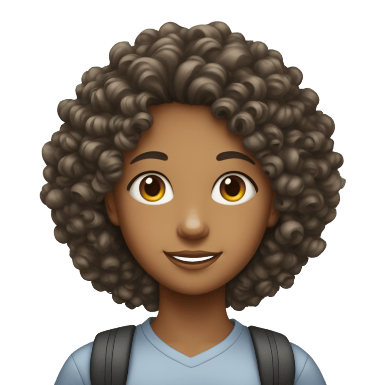 genmoji: Girl (6th garder)with curly hair at middle school