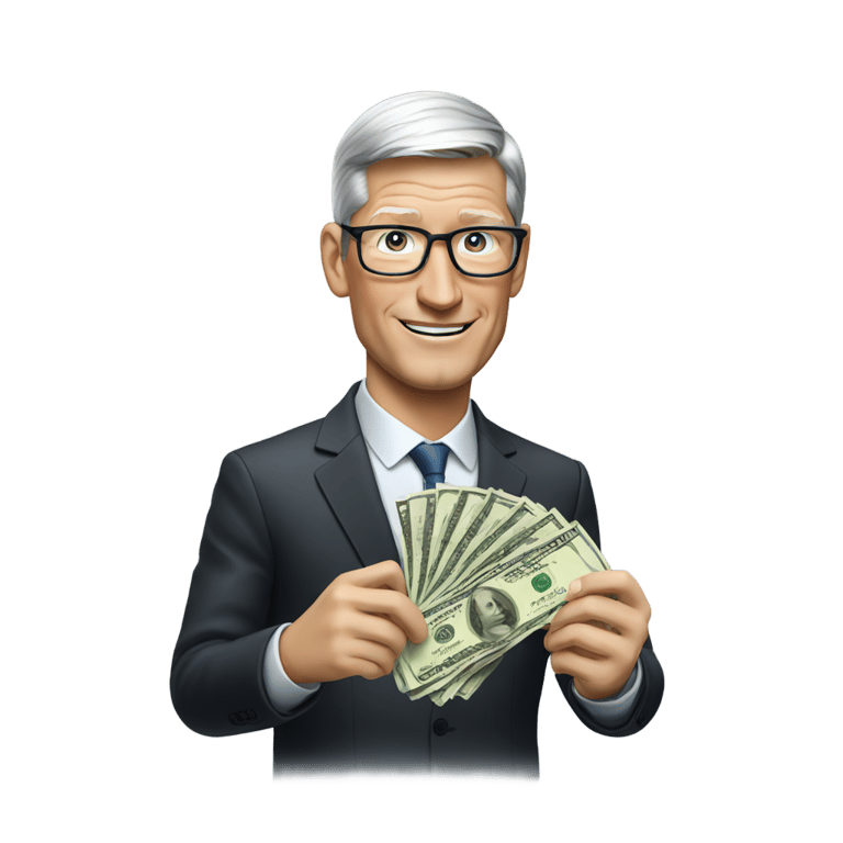 genmoji: tim cook holding money