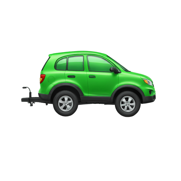 genmoji : Voiture verte sur une remorque