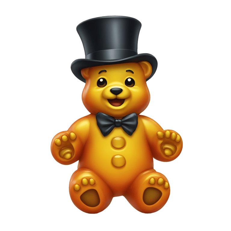 genmoji : gummy bear with a top hat