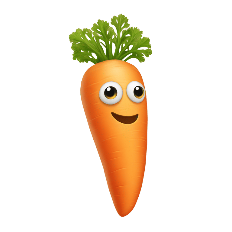 genmoji: CARROT WITH CUTE EYES AND IT IS LIKE A PUFFER TOY