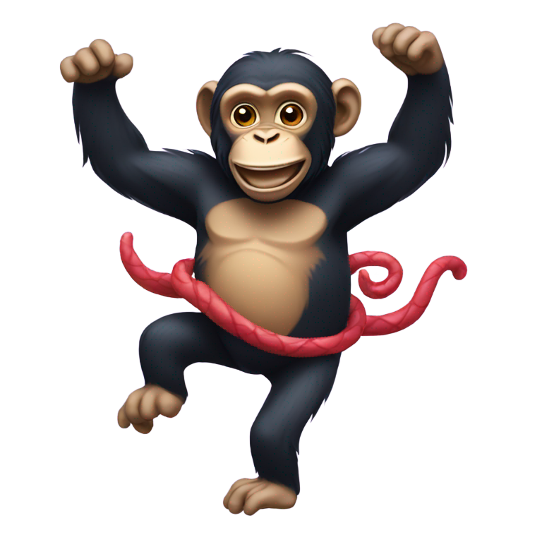 genmoji: dancing chimpanzee with tentacles