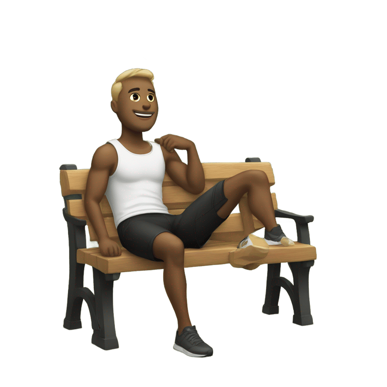 genmoji : white men wearing black shorts sit on bench