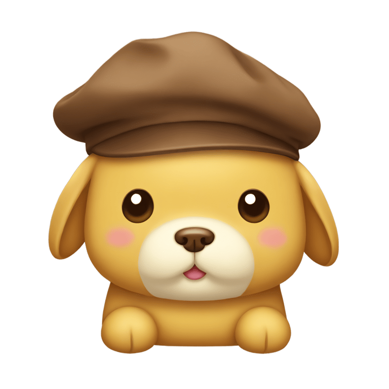 genmoji: pompompurin face with brown beret