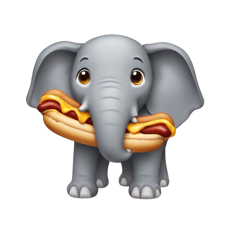絵文字：象がホットドッグを食べる
