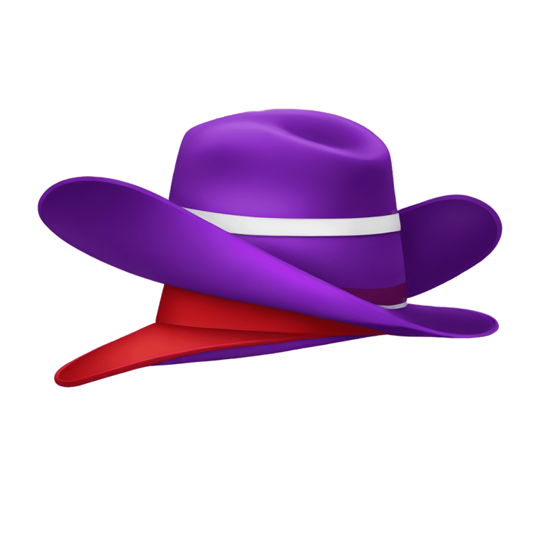 genmoji: A women hat with background red and hat white with a band purpple