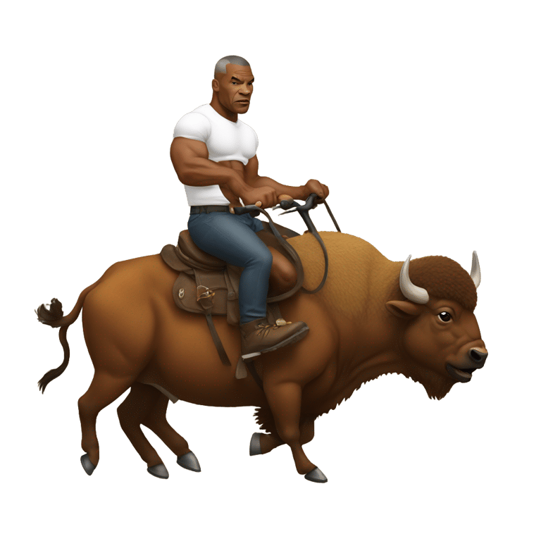 genmoji: mike tyson riding a bison