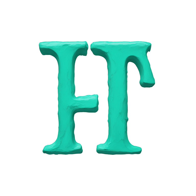 genmoji: Letter t made out of turquoise paint