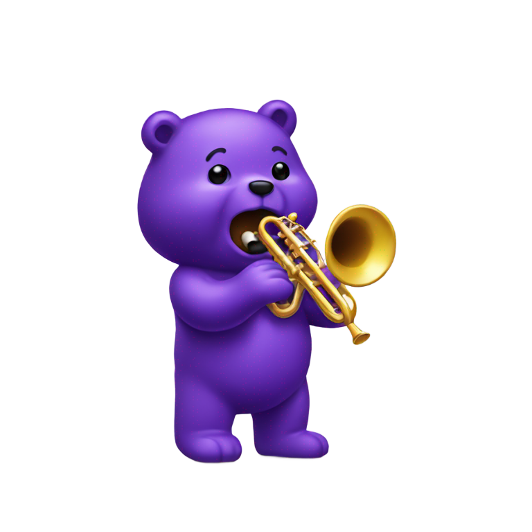 prompt: Purple gummy bear playing trumpet